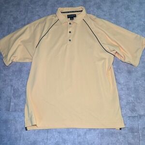 FootJoy Mens Golf Polo Shirt Peach Orange Raglan Pique Short Sleeve Large